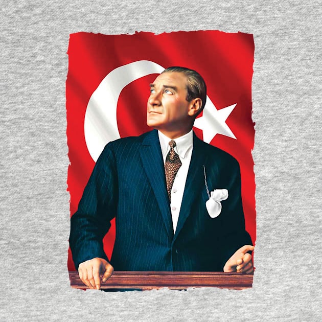 Atatürk and Flag by Tuwegl